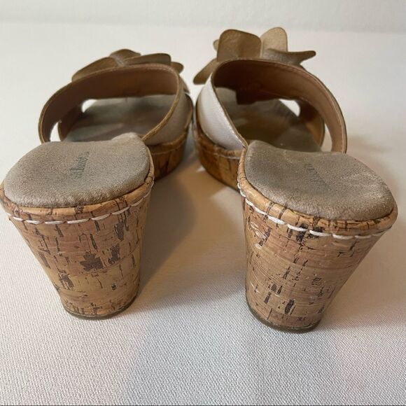 G.H. Bass Women's Ivory Leather Flower Bass wedge Luca Sandals 8.5 - Picture 4 of 11